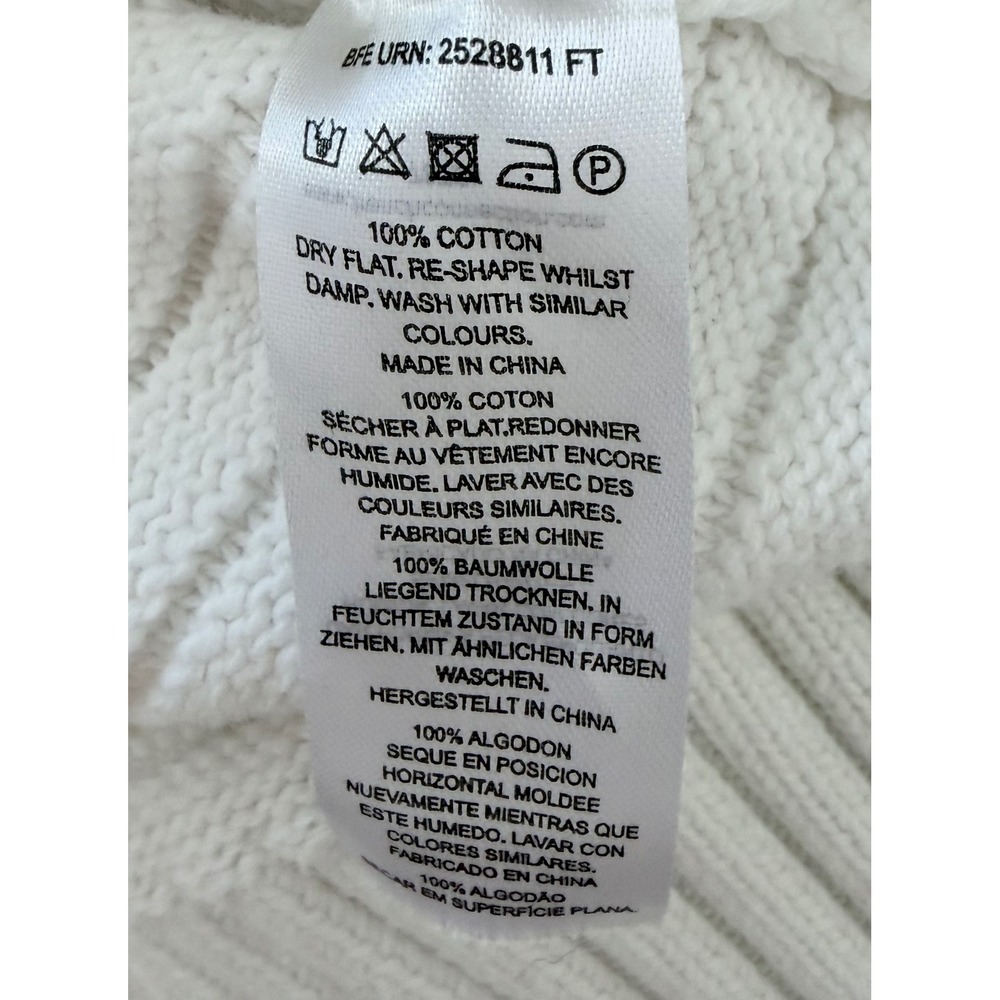 French Connection White‎ Large Mock Neck Ribbed Oversized Cotton Sweater - Picture 7 of 7